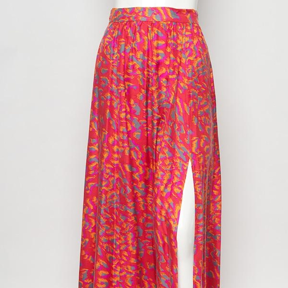 Rachel Zoe Silk Pink Leopard Maxi Skirt - 2